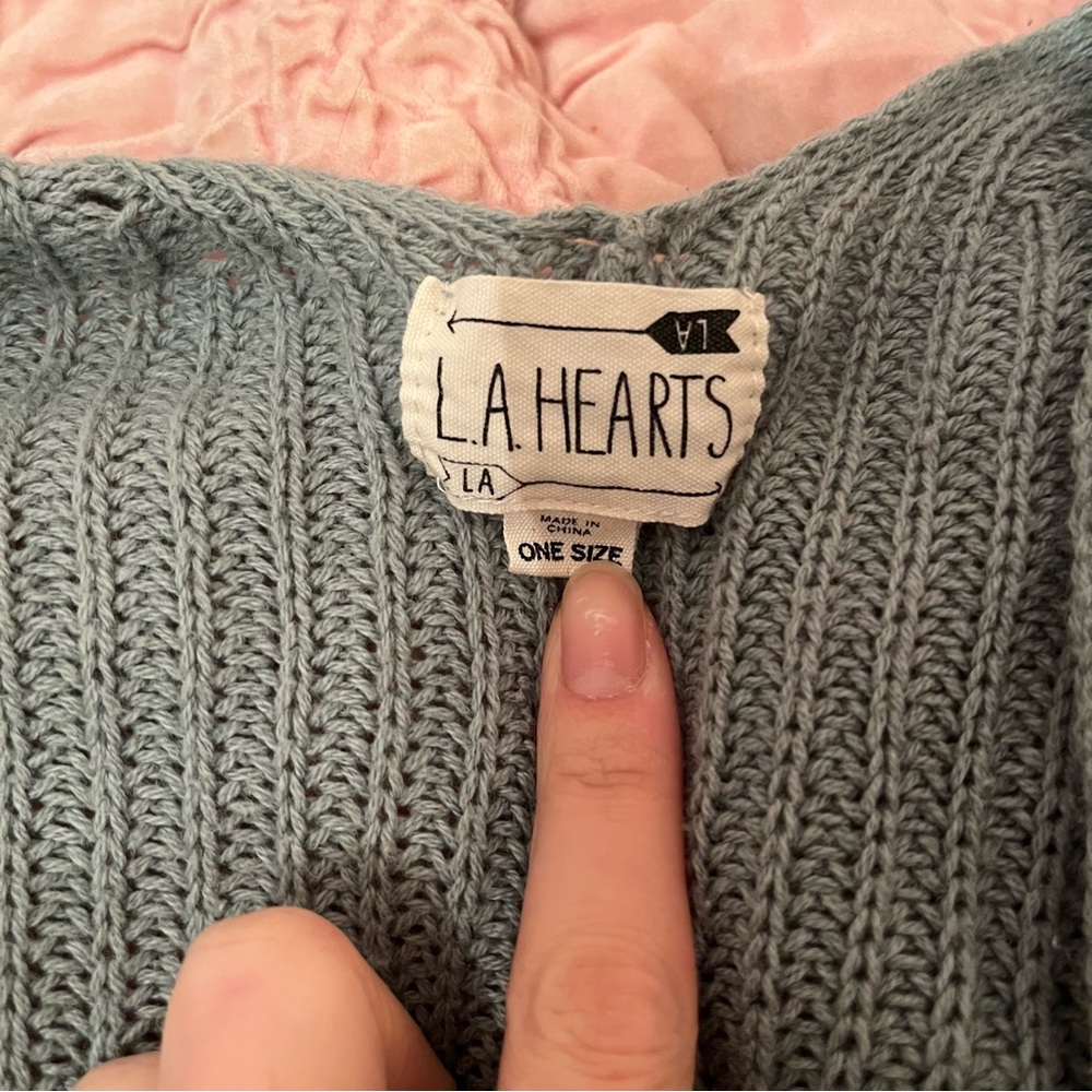 La Hearts Blue Gray Women's Cardigan - Picture 2 of 8